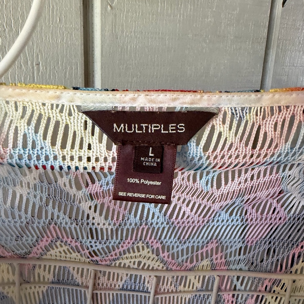 Multiples Multicolor Zigzag Crochet-Trim Button F… - image 8